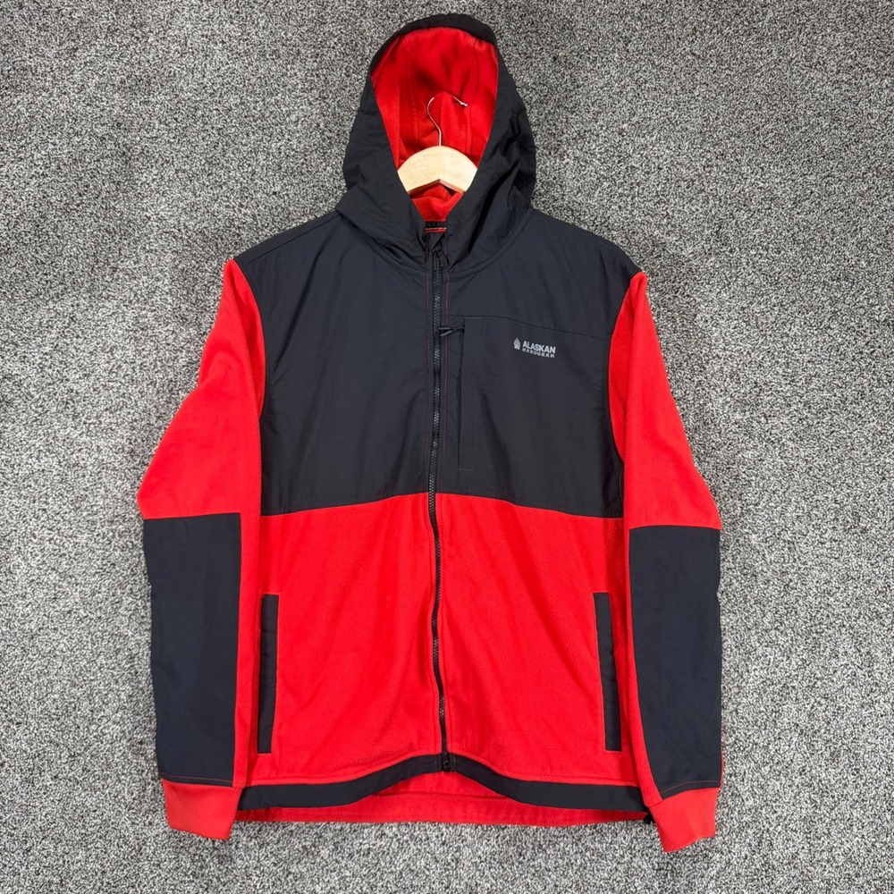 Alaskan Hard Gear Jacket Mens L Red Black Fleece Full Zip Hooded Duluth Trading